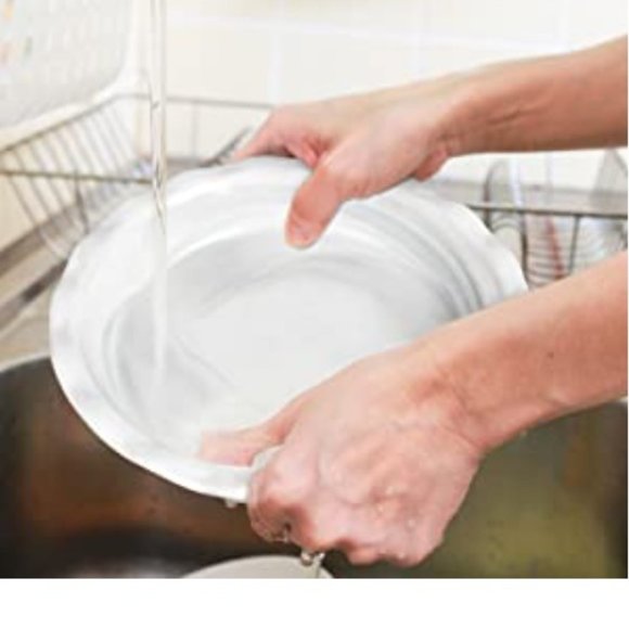 2 x ROUND RUFFLED-EDGE CERAMIC PIE PAN SET  (11"+5.5" - Marble Grey) - Picture 10 of 10
